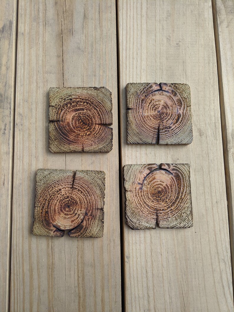 Burnt Wooden Coaster 4pk