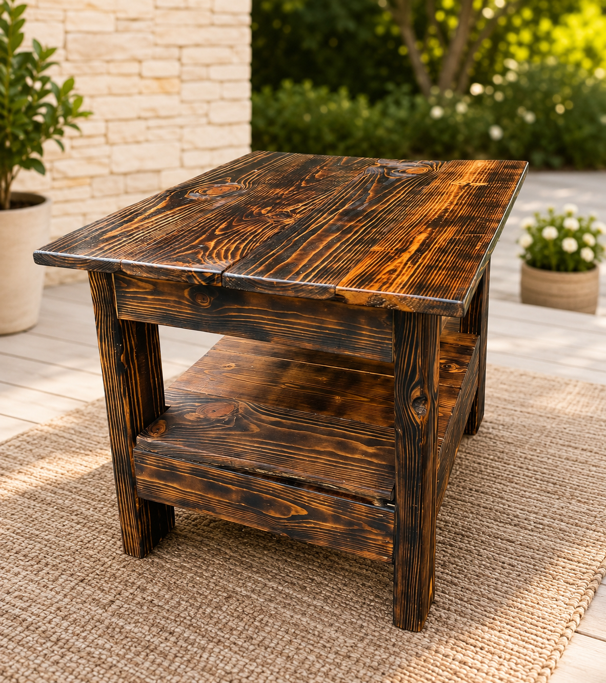 Burnt wooden Table 24" x 24"