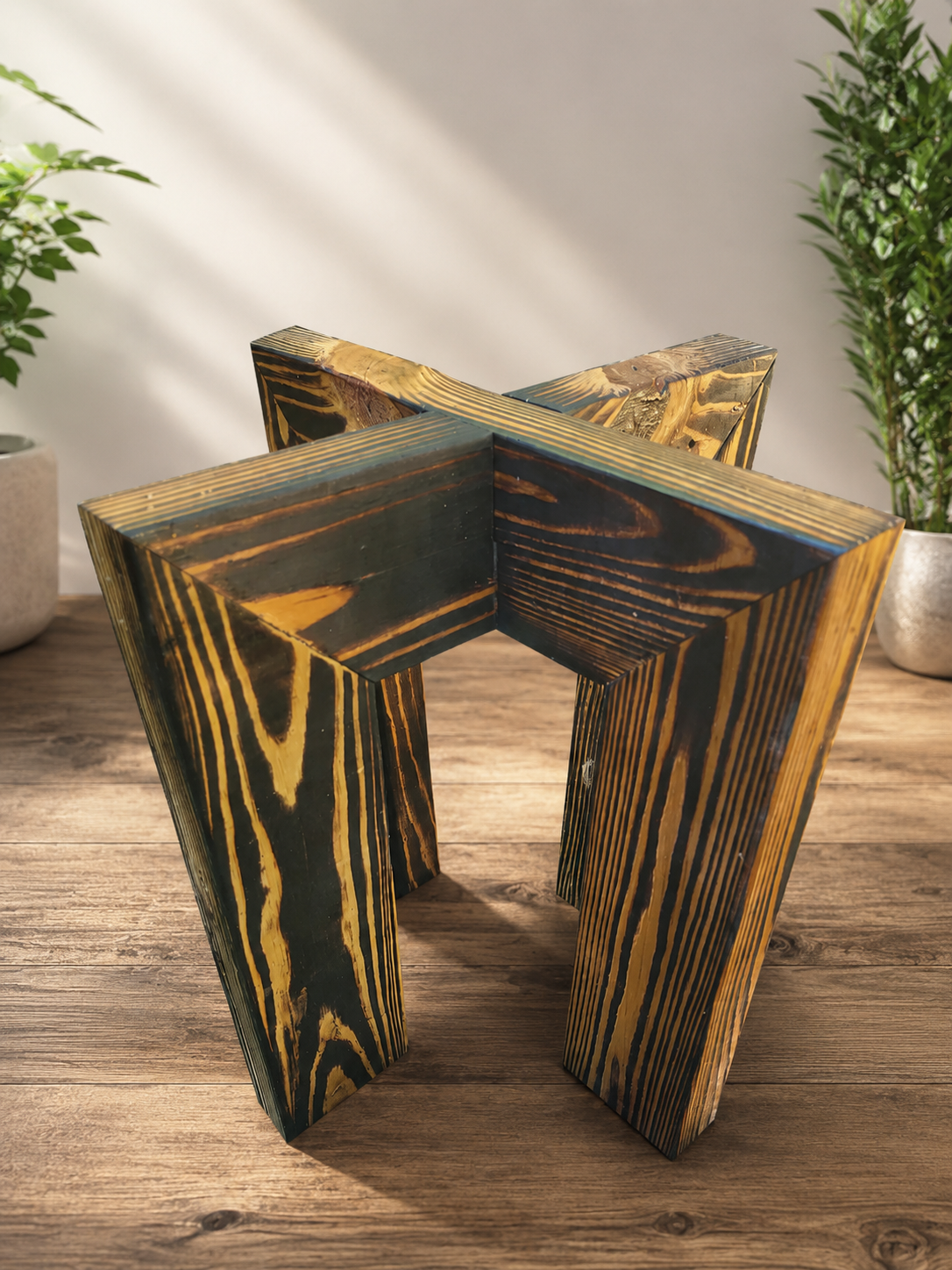 Burnt Wooden Plant Stand 16" x 16"