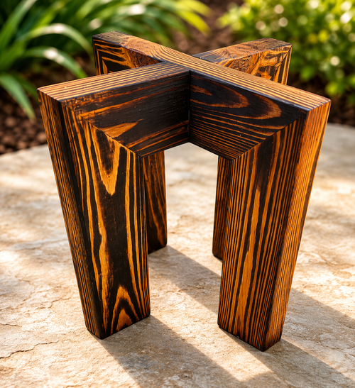 Burnt Wooden Plant Stand 16" x 16"